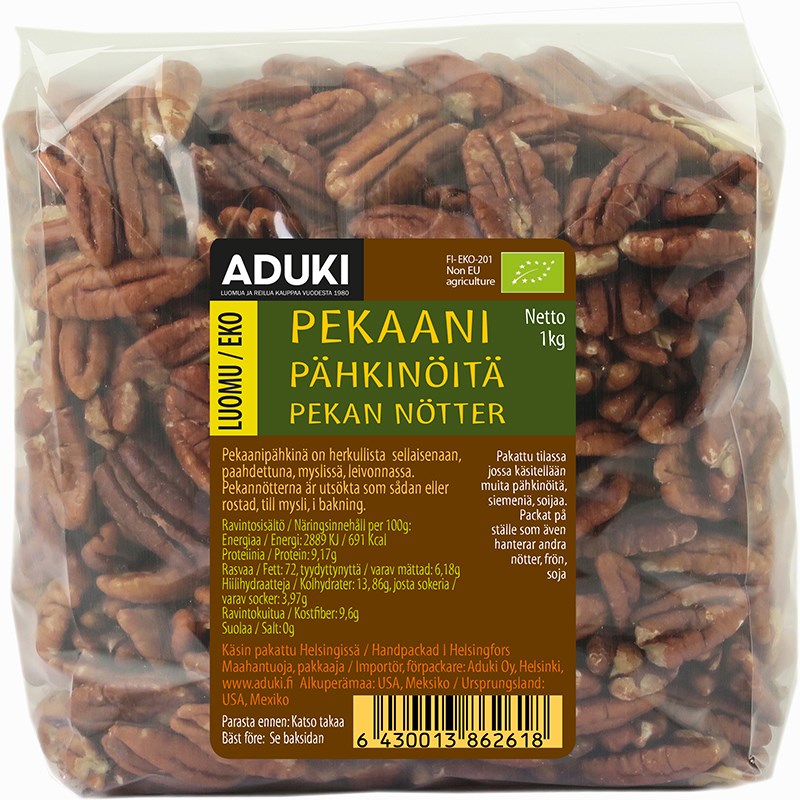 Pekaanipähkinä 1 kg, Aduki | Pähkinät | Ruoka | Kaikki tuotteet | Aduki Oy